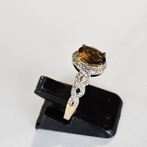 Genuine Tanzanian Golden Tourmaline & White Zircon 18k/925 ✨️Size 7 - Picture 10 of 13